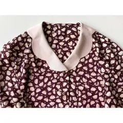 Used ほんのりパール色×グレープ♡ 花びらカット襟レトロブラウス