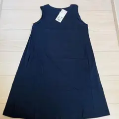 UNIQLO スムースコットンワンピース ノースリーブ 130 紺　新品未使用品のサムネイル