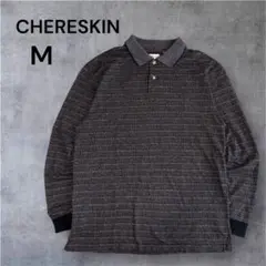 【90sヴィンテージ】CHERESKIN 総柄 長袖ポロシャツ M レトロ 古着