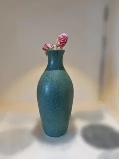 ★美品★美濃焼　緑色陶器花瓶