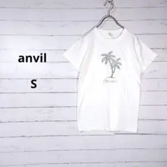 アンビル　レディース　Tシャツ　ラインストーン　白　S　ハワイ　南国　ヤシの木のサムネイル