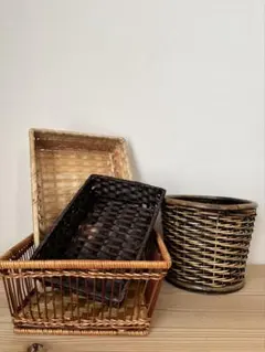 かご　バスケット　天然素材　4点セット　まとめ売り