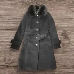【美品】プライドグライド　ファー襟 ロングコート ブラック　黒　アンゴラ　羊毛のサムネイル