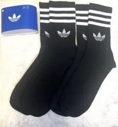 【新品】adidas スリーストライプスクルーソックス2足組 22cm-24cm