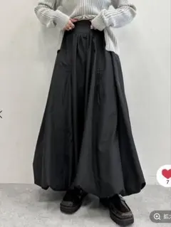 JEANASISドロストバルーンロングスカート　ブラックのサムネイル