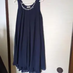 axes femme ネイビーブルー フレアドレス