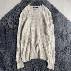 Polo Ralph Lauren ケーブルニット オフ白 XL シルクカシミヤ