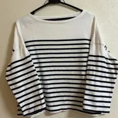 無印良品　白黒ストライプ 長袖カットソー M-L