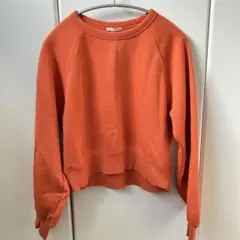GU ジーユー トレーナー スウェット 長袖 裏起毛 クロップド Ｓ オレンジ