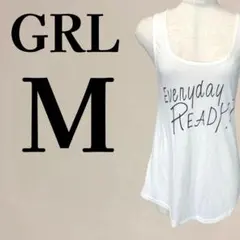 【新品タグ付】グレイル GRL メッセージロゴ タンクトップ M ホワイト 白のサムネイル