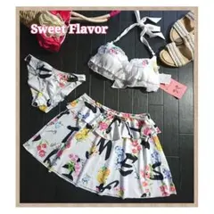 Sweet Flavor - 刺繍フリルプリントスカート付 水着 3点セットのサムネイル