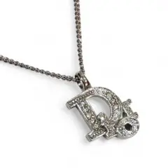 Dior ディオール ネックレス ロゴ ラインストーン シルバー 刻印 希少