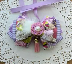 【ちょびこ様専用】犬用　リボンチョーカー　パープル系　お正月