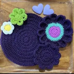 【ハンドメイド】デザイン違いアソート3点 コースター　ドイリー　かぎ針編み　北欧