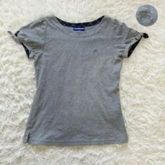 バーバリーブルーレーベル　Tシャツ　半袖　Mサイズ　グレー　リボン　ノバチェック