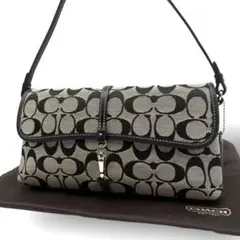 コーチ アクセサリーポーチ　ワンショルダー　シグネチャー　キャンバス　ブラック