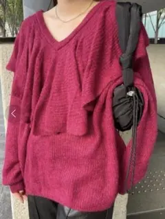 ameri vintage LOOSE FRILL KNIT TOP