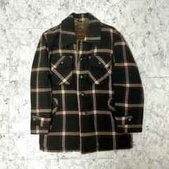 チェック柄 ボアジャケット 裏ボア ウール調 厚手 アウター Mサイズ 古着
