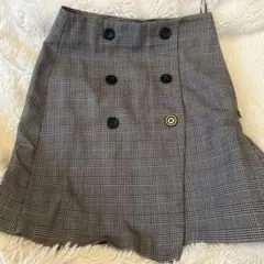 チェック柄ダブルボタンミニスカート