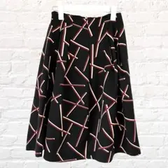 ミスティウーマン フレアスカート 総柄 ミディアム丈 ウエストゴム 美品 幾何学