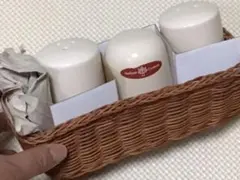 昭和レトロポップ　ナチュラルクッキング　カゴ付き　スパイス3点セット　調味料入れ