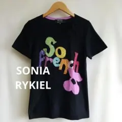 SONIA BY SONIA RYKIEL ビーズ刺繍　デザインTシャツ黒系38のサムネイル
