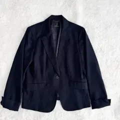 【23区】☆美品☆スエード調　テーラードジャケット 44 ネイビー大きめ