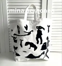 新品未使用タグ付き ミナペルホネン フロッキープリント　トートバッグ 小