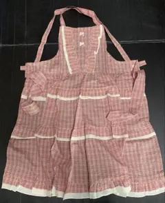 新品　えぶらん 赤と白のチェック柄　エプロン　日本製
