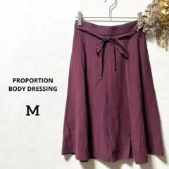 プロポーションボディドレッシング パープル リボン付き ひざ丈フレアスカート M