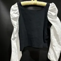 黒と白のパフスリーブトップス Fサイズ