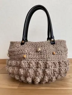 ベージュ 編み物 バッグ