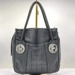 シャネル チョコバー ハンドバッグ キャビアスキン 黒 シルバー金具　内極美品