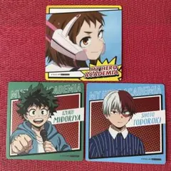 ヒロアカ まねきねこコラボ コースター 3枚 緑谷出久 轟焦凍 麗日お茶子