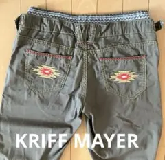 KRIFF MAYER クリフメイヤー 刺繍入りパンツ エスニック調　カーキのサムネイル