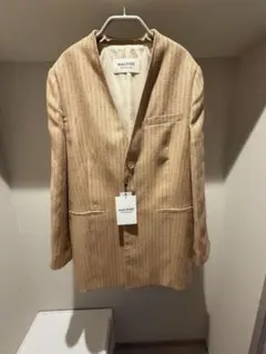 MACPHEE ベージュ ストライプ ノーカラージャケットのサムネイル