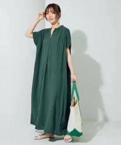 フリークスストア インド ダブルガーゼ スキッパー フレンチスリーブ ワンピース