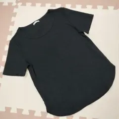 GU リブ編み 半袖Tシャツ 黒 M