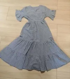 週末セール！ギンガムチェック ロングワンピース