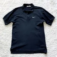 90s　オールド　NIKE　ポロシャツ　ブラック　ワンポイント　白タグ　銀タグ