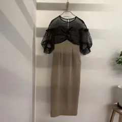 トゥデイフル タックドレスシャツ バンドカラー ドット柄 胸元配色