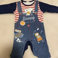 スヌーピー ピーナッツ　長袖オーバーオール　ロンパース　ベビー　80サイズ