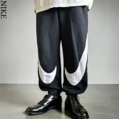 NIKE ビッグスウッシュロゴ ワイドスウェットパンツ Mサイズ 黒