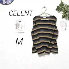 11332 CELENT ボーダーニット セーター M 薄手 日本製