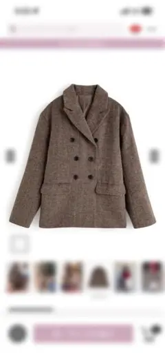 ブラウン ダブルブレスト チェスターコート