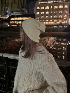 ケーブル編み ニット セーター アイボリー 長袖