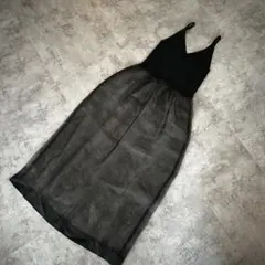 emmi atelier ブラック ニット　オーガンジー　ワンピース　ドレス
