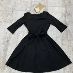 大きいサイズ pennafelice リボン付き黒ワンピース 13号