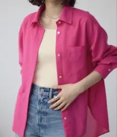 アズールバイマウジー　イージーケアバックタックルーズシャツ　ピンク