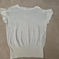 cat in the closet フリル袖ニットトップス　麻100%